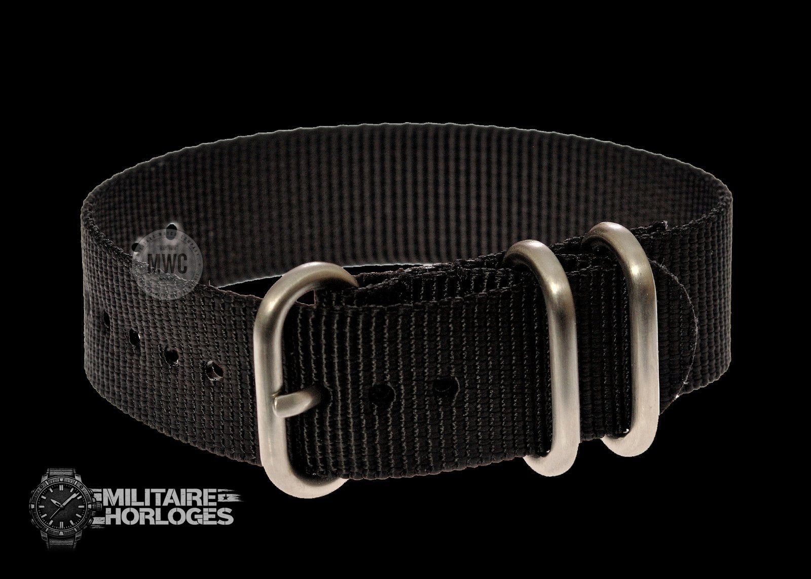 18mm Black Zulu Nylon Militair Horloge Strap